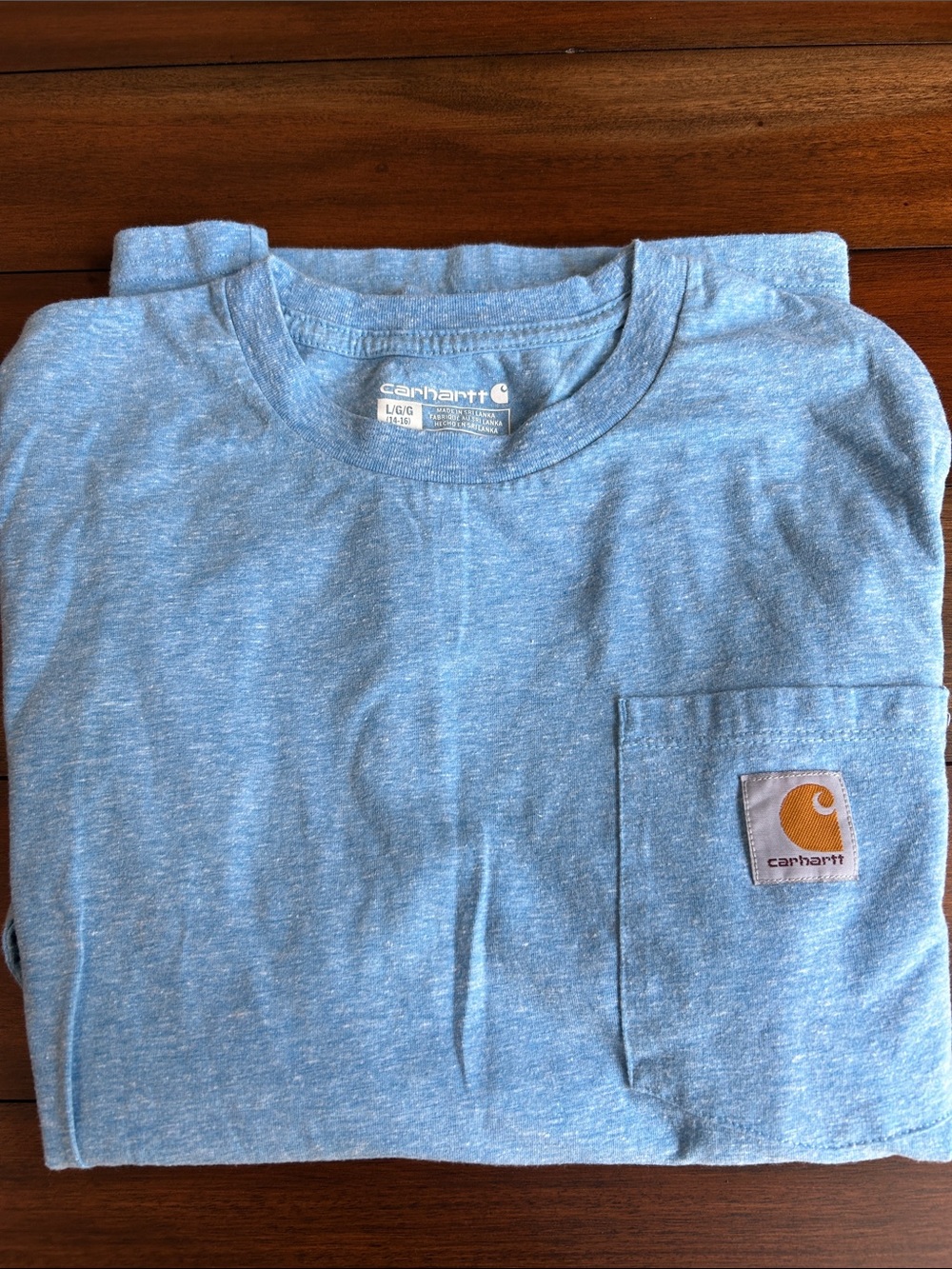 Carhartt Heather Blue Pocket Tee with Logo Patch